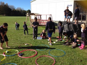 07. Hunter James A and Leroy teaching our Juniors bean bag Knoughts and crosses